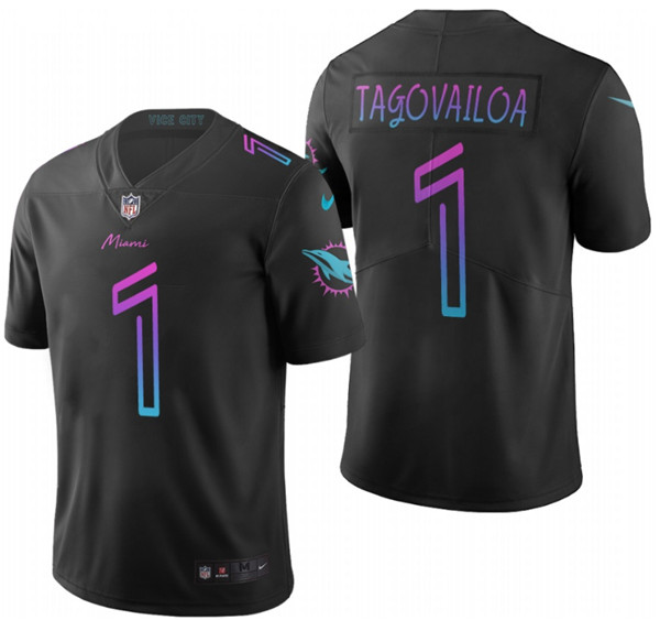 Men's Miami Dolphins #1 Tua Tagovailoa Black Limited Stitched Jersey Men's Miami Dolphins #1 Tua Tagovailoa Black Limited Stitched Jersey